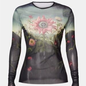 Monse Rose Printed Mesh Top